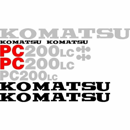 AFTERMARKET Decal Set for Komatsu PC 200LC Excavator (without White Stripe) KMPC200DECALSET